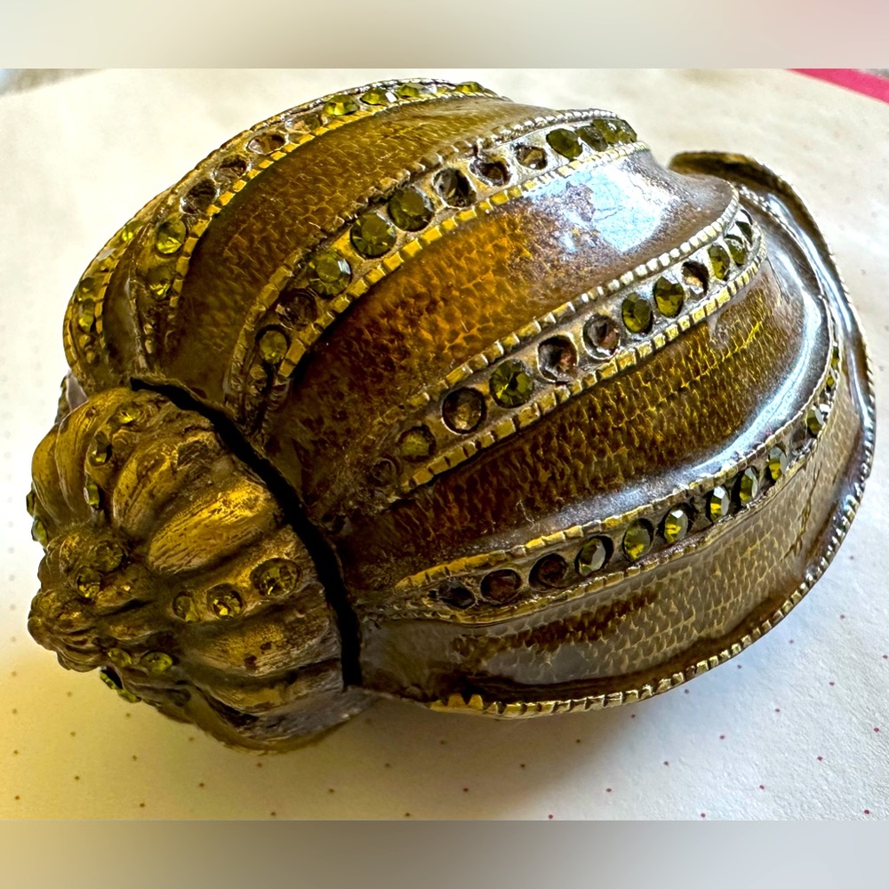 Vintage Enamel & Jeweled Sea Shell Trinket Box.